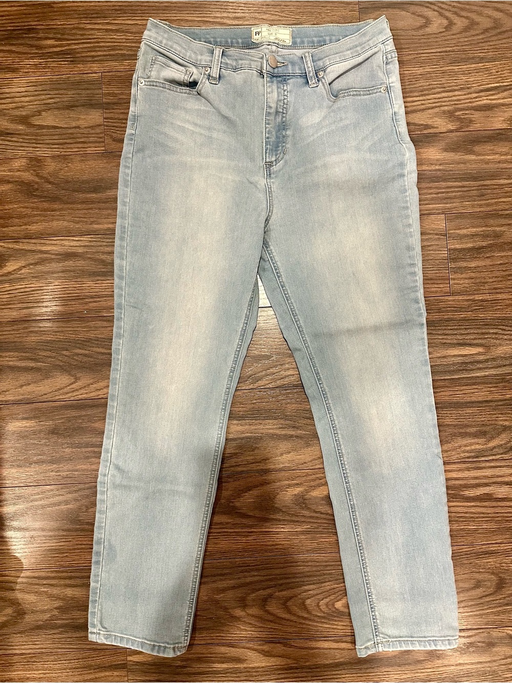 Free People High Rise Cropped Light Blue Skinny Jeans Stretch Women’s 31